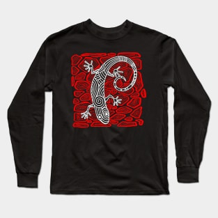 Gecko Lizard Ink Tattoo Red and White Long Sleeve T-Shirt